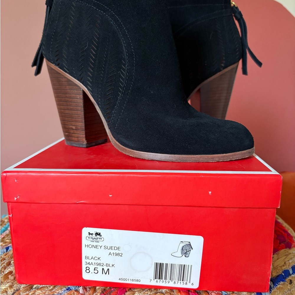 Coach Black Suede Heeled Boots